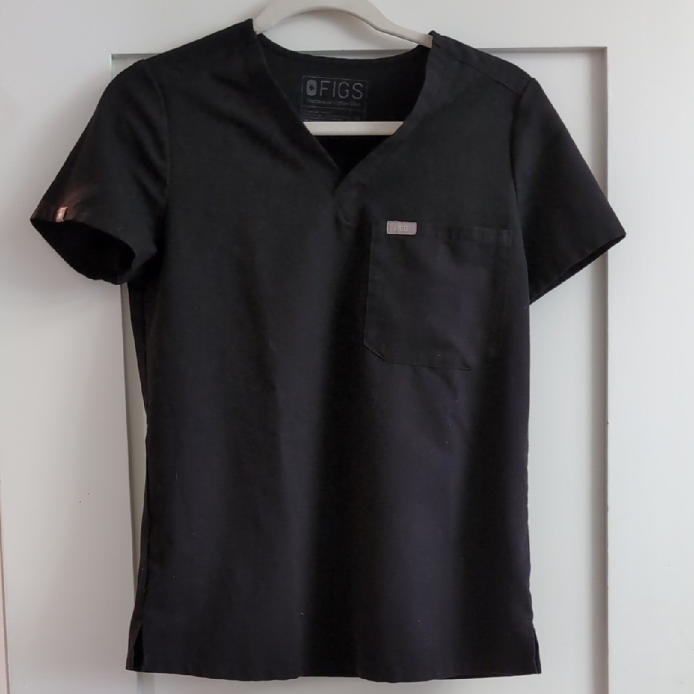 Figs Black Short Sleeve Tee Classic Crew